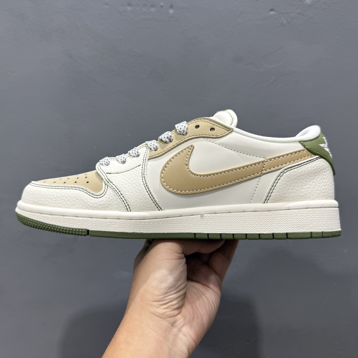 280 Travis Scott x Fragment Design x Air Jordan 1 Low OG SP AJ1 乔1 北面联名 印字米白卡其绿 低帮文化休闲板鞋 QW5088-204