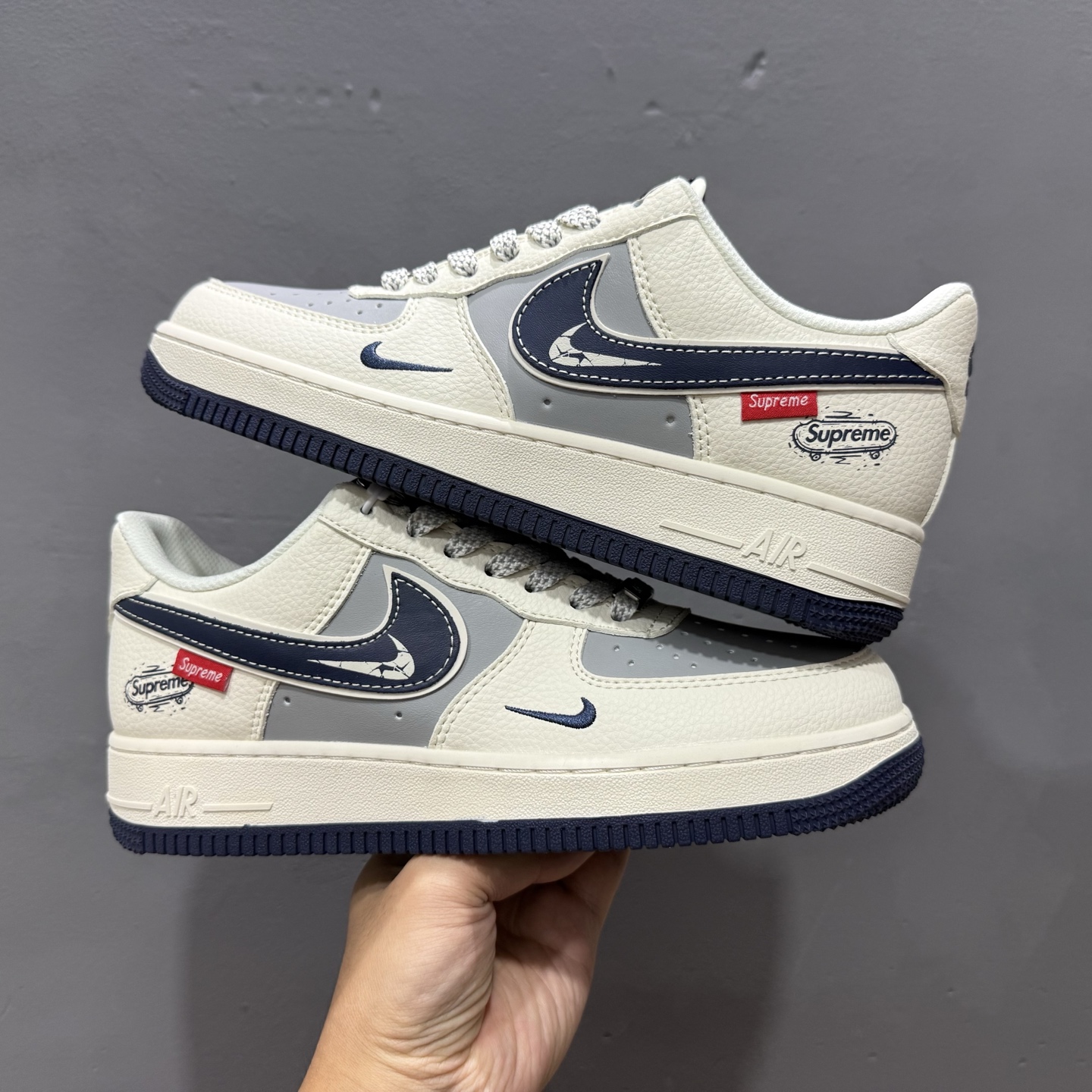 ￥250 Nike Air Force 1'07 Low Supreme联名 夜幕蓝 空军一号定制休闲板鞋 SM6668-112