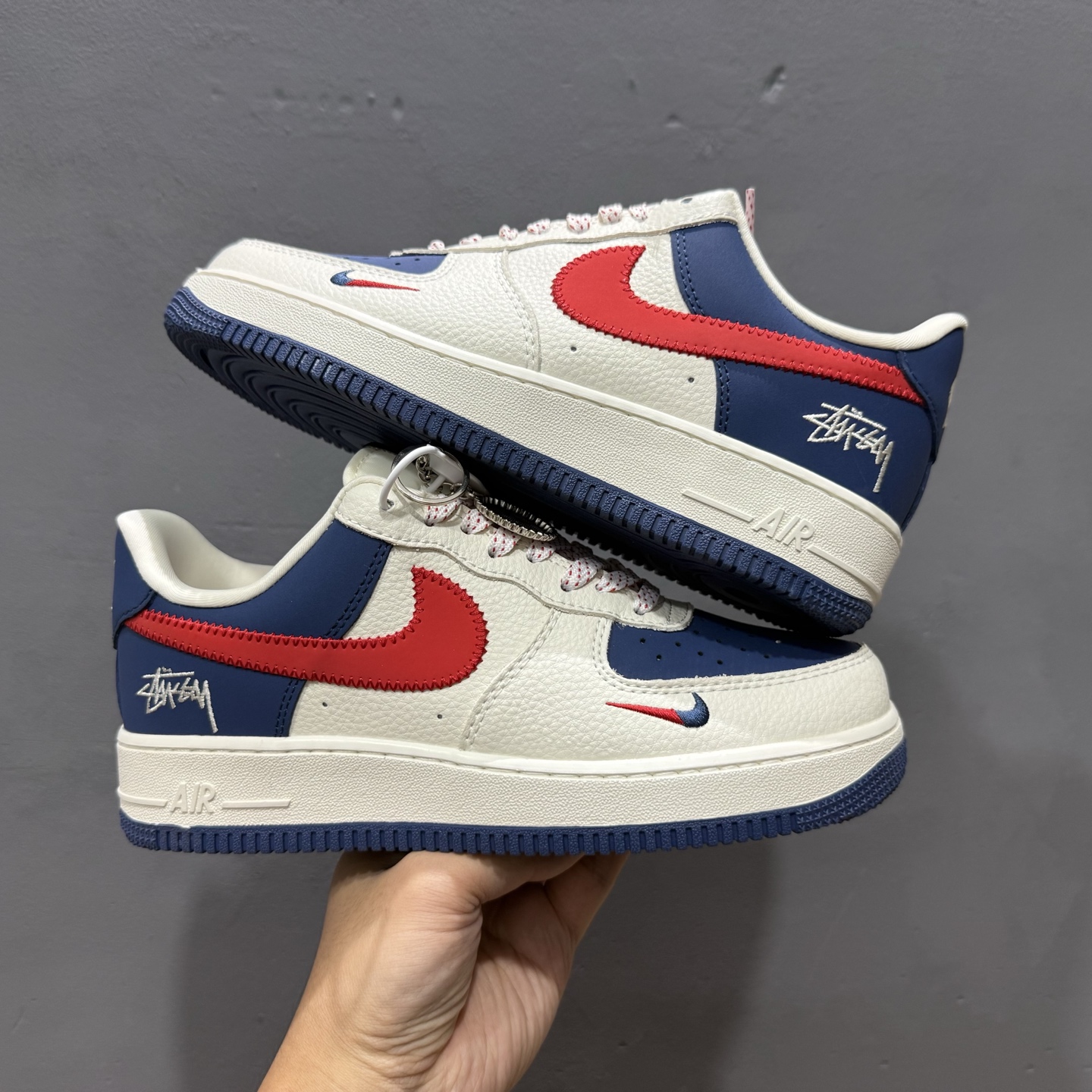 260 Stussy x Nike Air Force 1 米蓝红针织勾 KJ1688-008