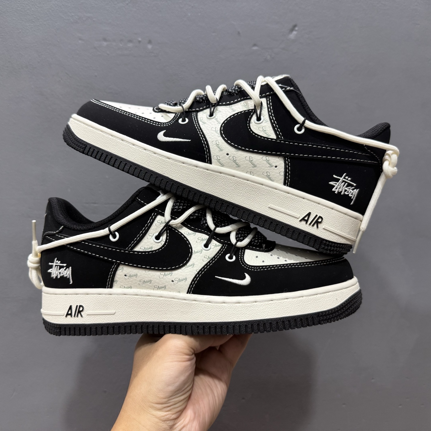 200 Nk Air Force 1‘07 Low 斯图西联名 黑白英文抽绳 空军一号低帮休闲板鞋 SJ1198-108