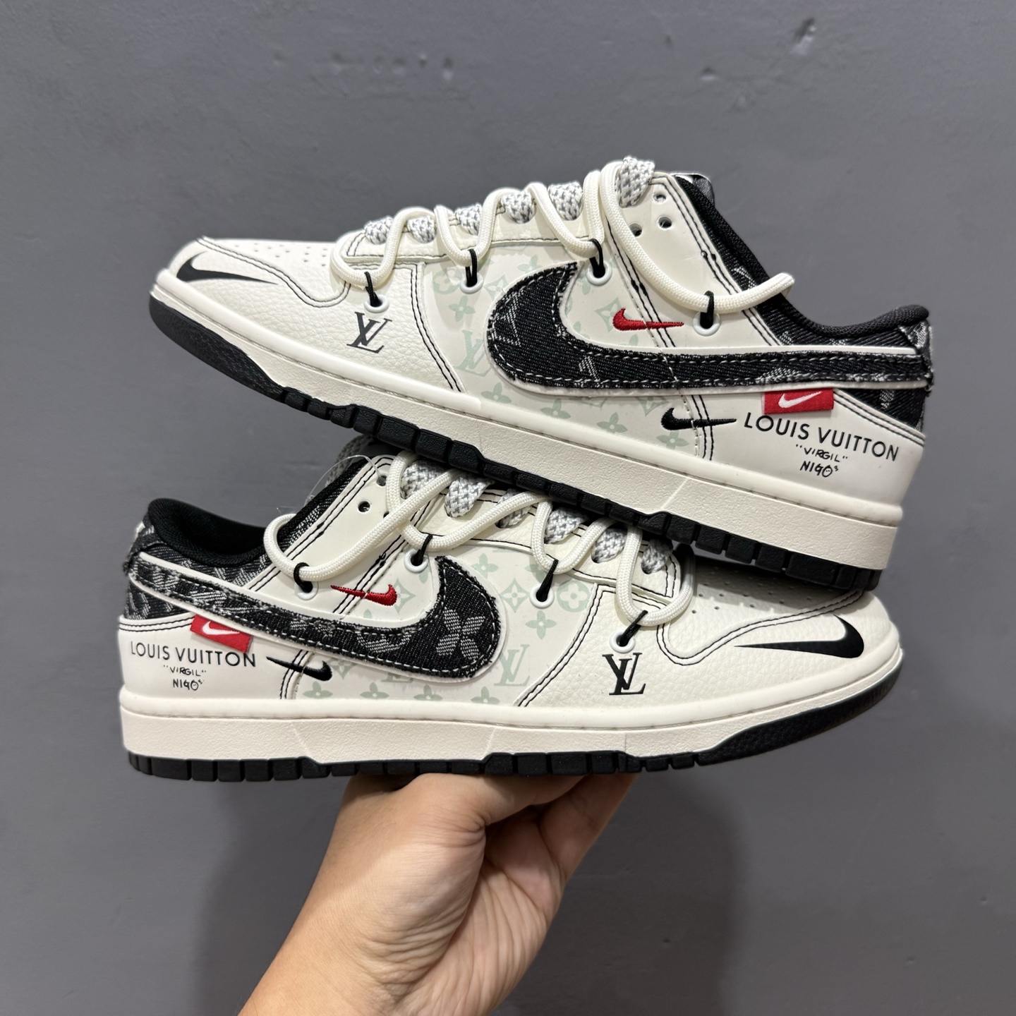 Louis Vuitton x Nike Dunk Low 黑帆布抽绳 YX5066-380