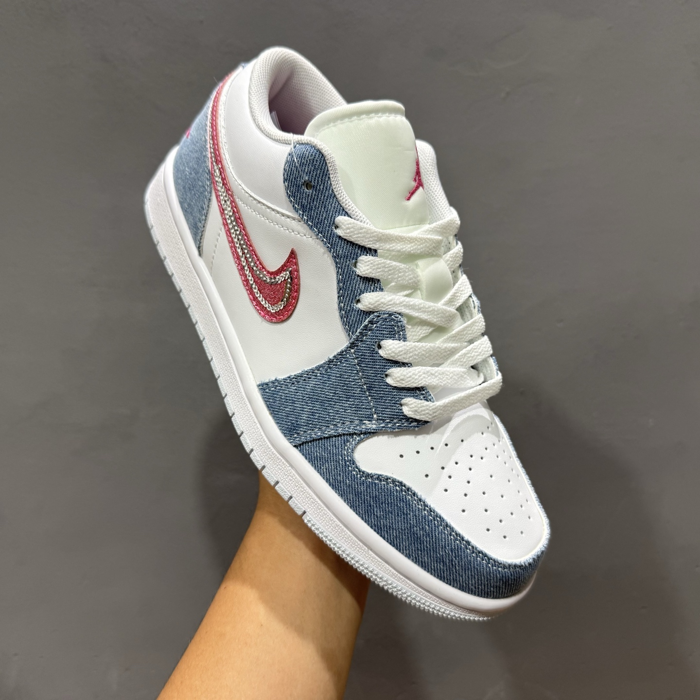新款出货 原装 乔丹 Air Jordan AJ1 Low 低帮 白蓝粉牛仔 HQ2001-400
