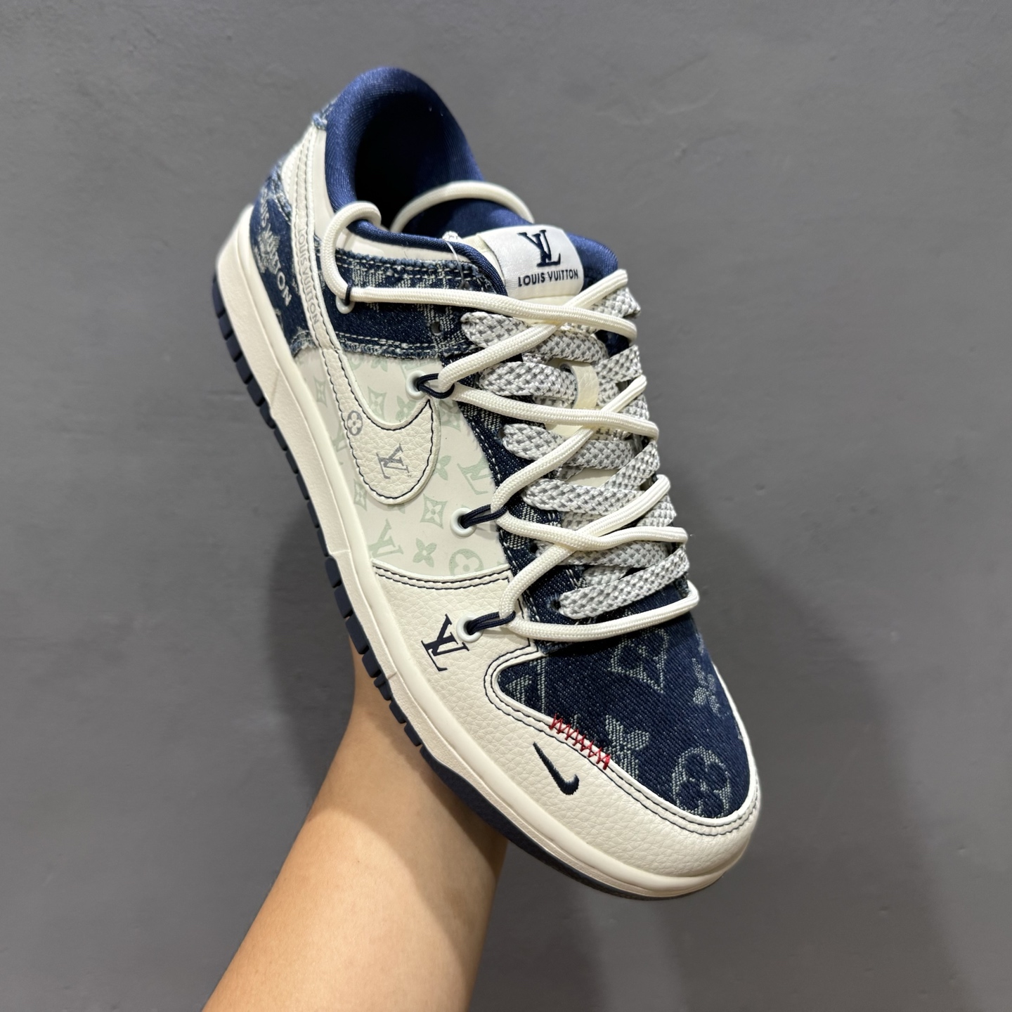 Nike SB Dunk Low LV联名 蓝暗花抽绳 周年高端定制 低帮休闲板鞋 YX5066-376