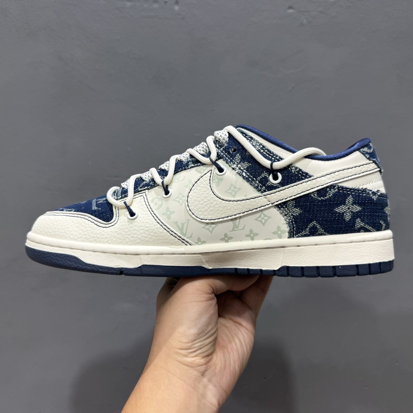 Nike SB Dunk Low LV联名 蓝暗花抽绳 周年高端定制 低帮休闲板鞋 YX5066-376
