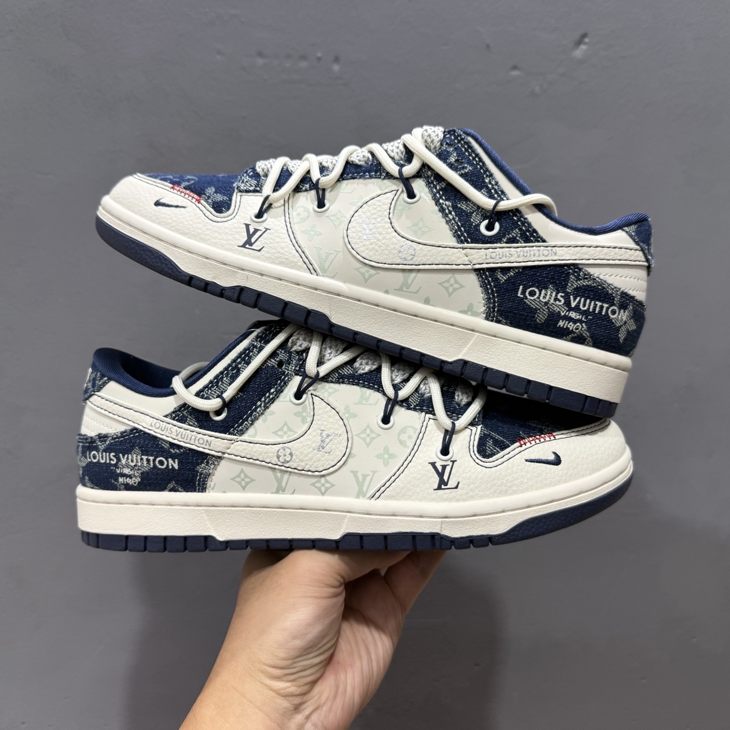 Nike SB Dunk Low LV联名 蓝暗花抽绳 周年高端定制 低帮休闲板鞋 YX5066-376