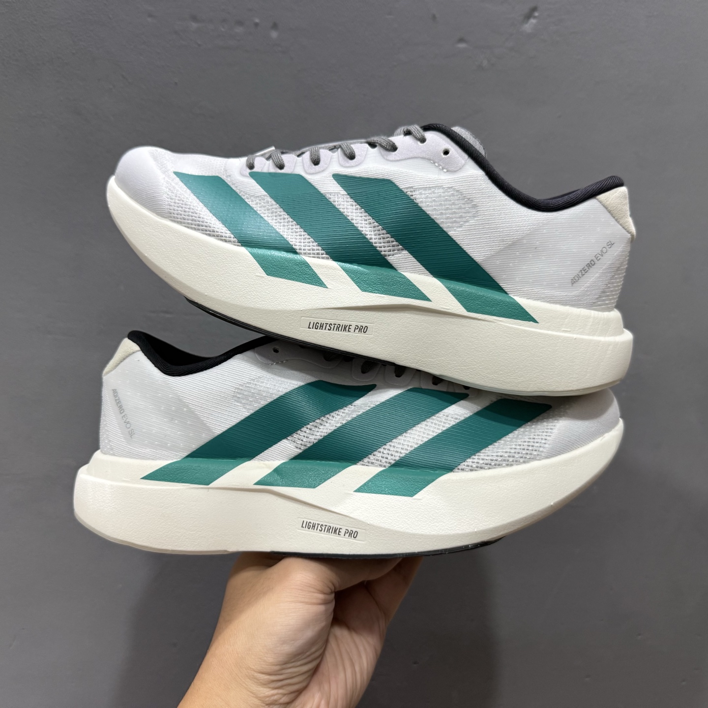 AD Adizero Evo SL 阿迪达斯马拉松跑步鞋 白绿 JS4487