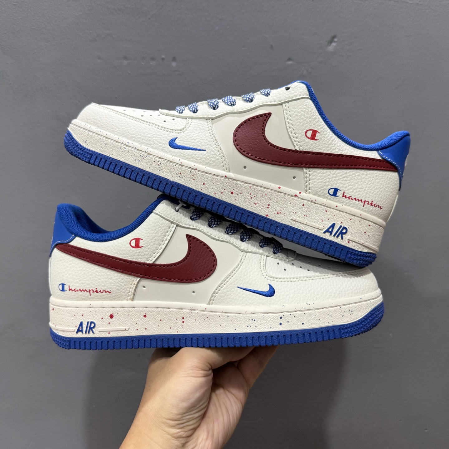 Champion x Nike Air Force 1 米蓝红 QW5606-266