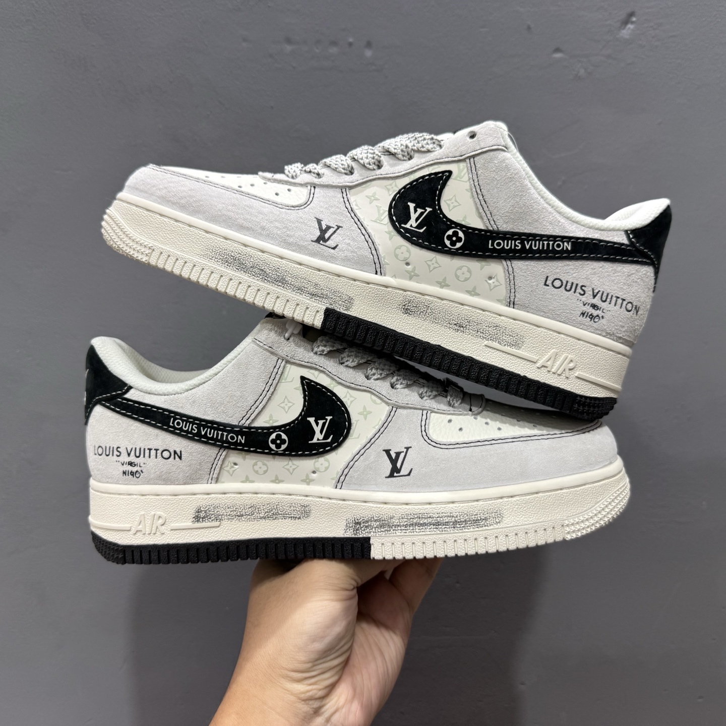 Nike Air Force 1'07 Low LV联名 双拼黑涂鸦 空军一号低帮休闲板鞋 CX5050-Y06