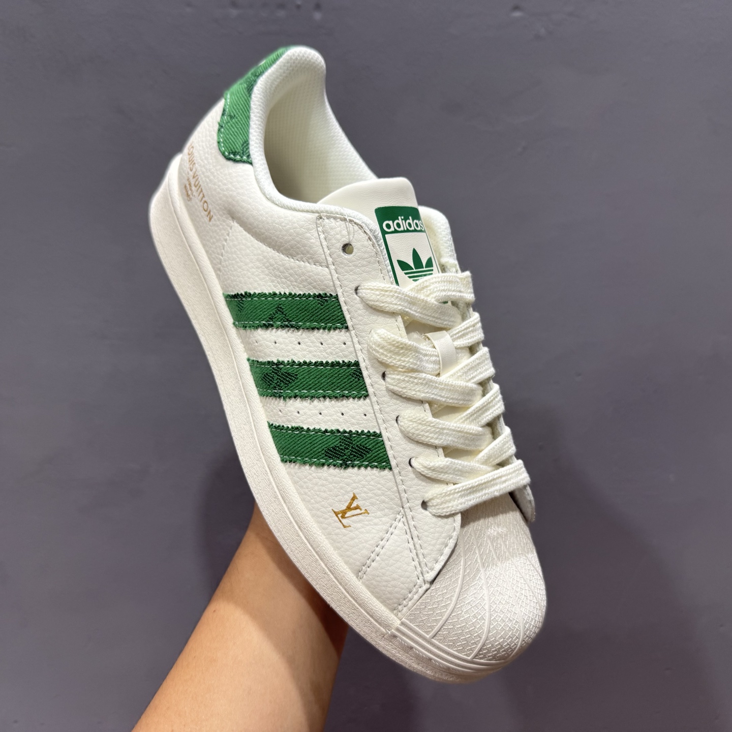 ＃纯原 CLOT x AD Originals #贝壳头LV联名限定 贴合柔软皮料白绿配色