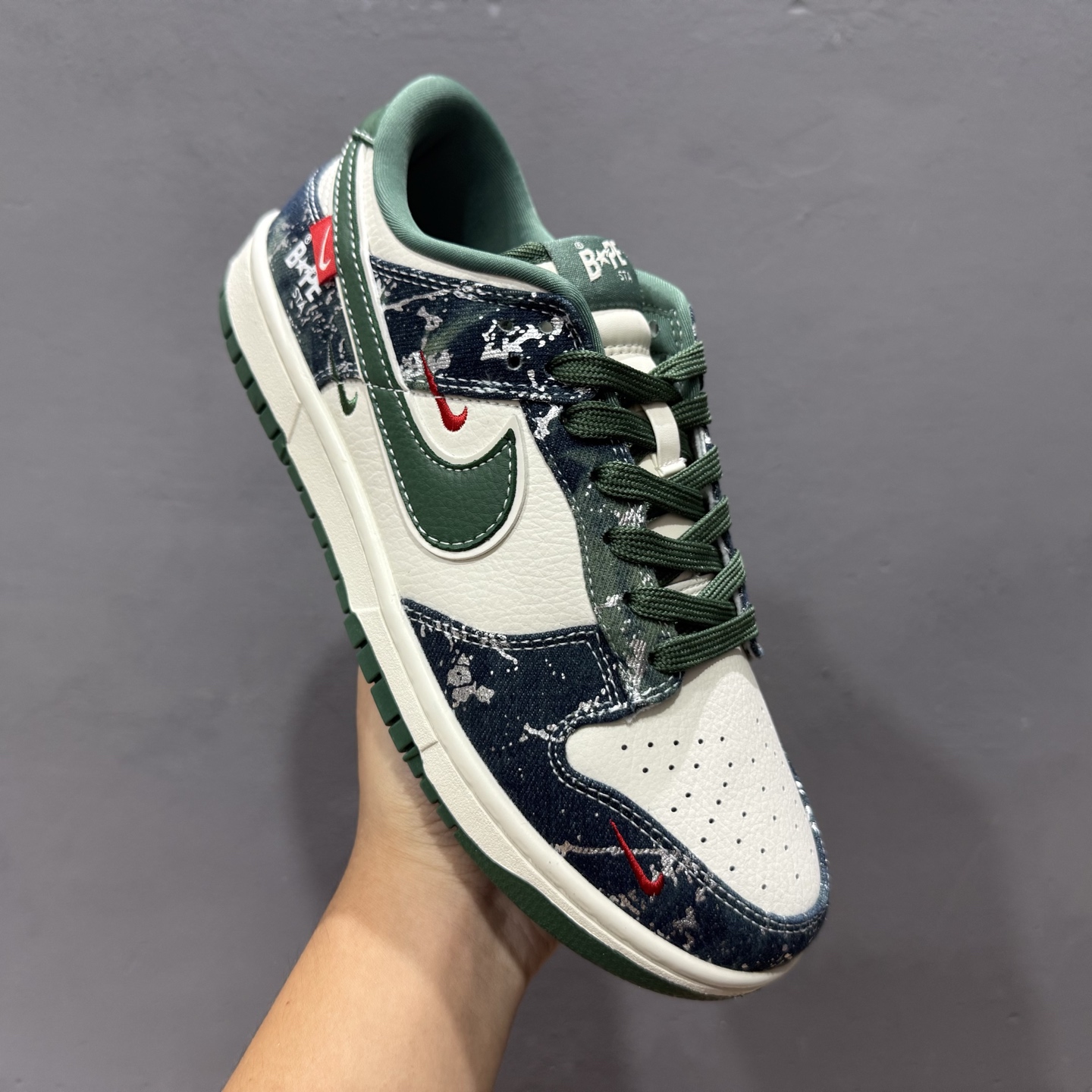 Nike SB Dunk Low BAPE联名 白军绿 周年高端定制 低帮休闲板鞋 SC0601-465