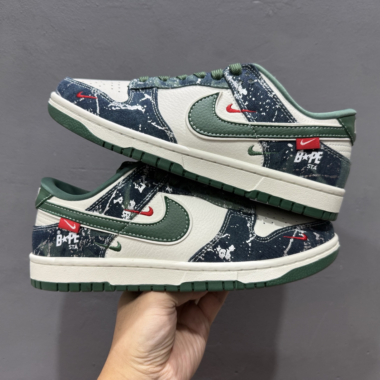 Nike SB Dunk Low BAPE联名 白军绿 周年高端定制 低帮休闲板鞋 SC0601-465
