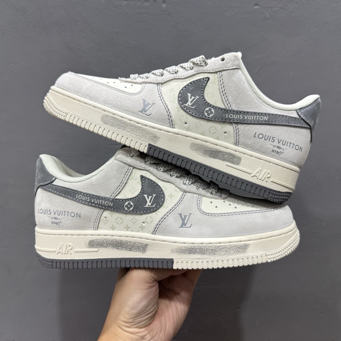 Nike Air Force 1'07 Low LV联名 双拼灰涂鸦 空军一号低帮休闲板鞋 CX5050-Y07