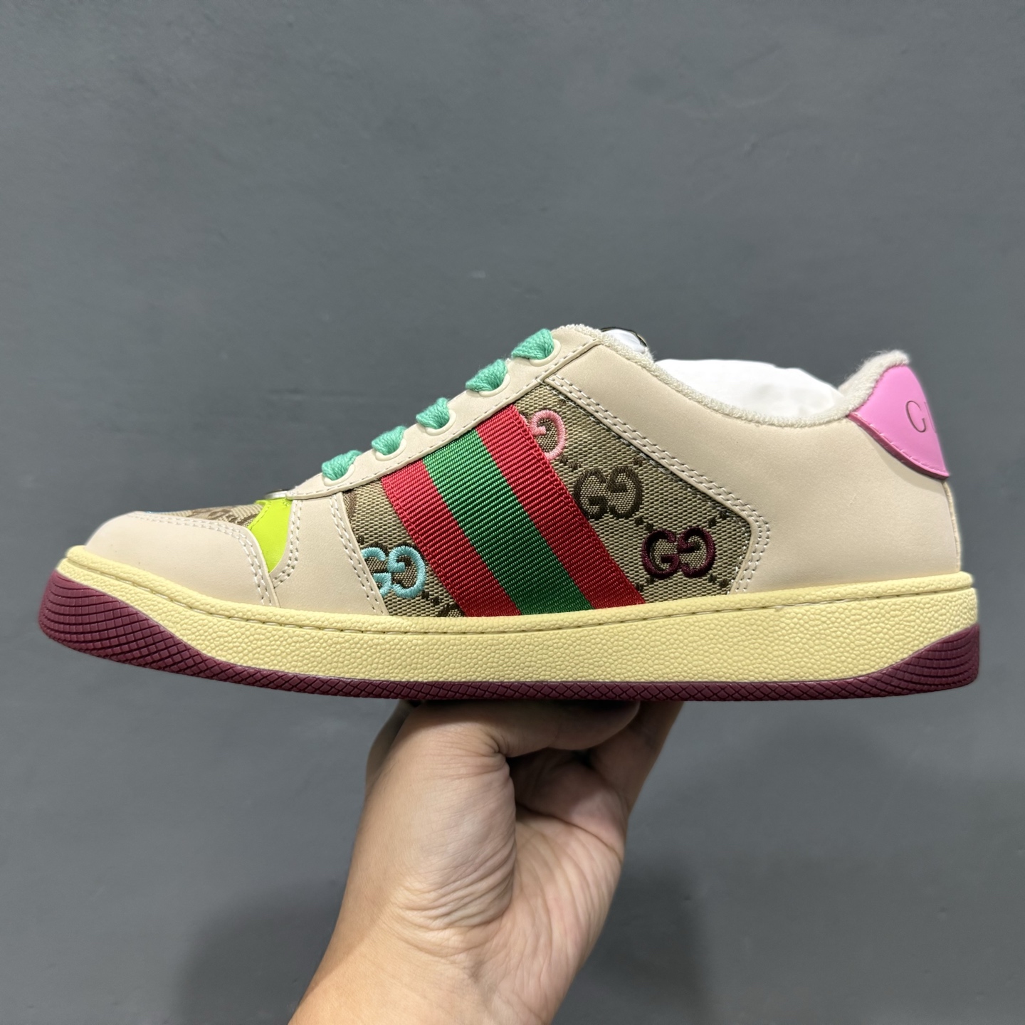 Gucci 古驰 Screener 运动休闲时装奢侈品系列 GG珐琅扣 擦脏做旧小脏鞋