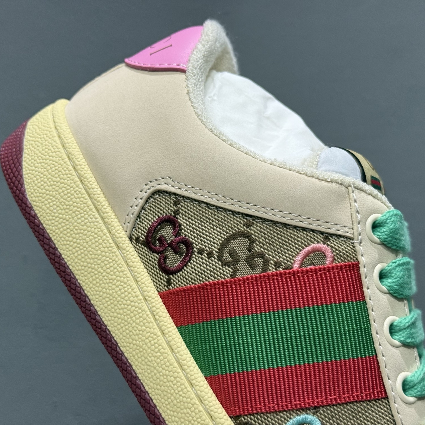 Gucci 古驰 Screener 运动休闲时装奢侈品系列 GG珐琅扣 擦脏做旧小脏鞋