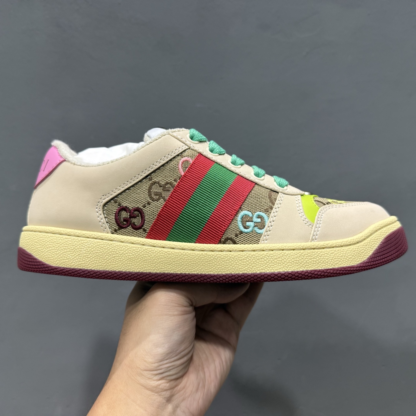 Gucci 古驰 Screener 运动休闲时装奢侈品系列 GG珐琅扣 擦脏做旧小脏鞋