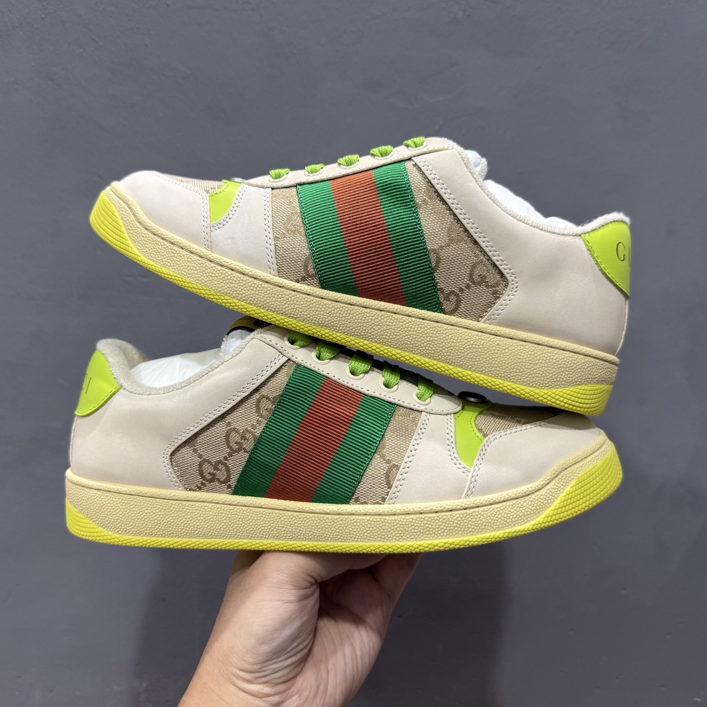 Gucci 古驰 Screener 运动休闲时装奢侈品系列 GG珐琅扣 擦脏做旧小脏鞋