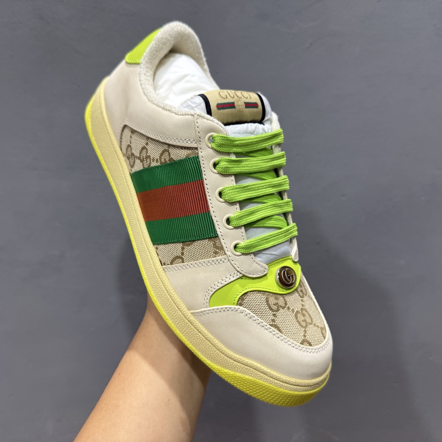 Gucci 古驰 Screener 运动休闲时装奢侈品系列 GG珐琅扣 擦脏做旧小脏鞋