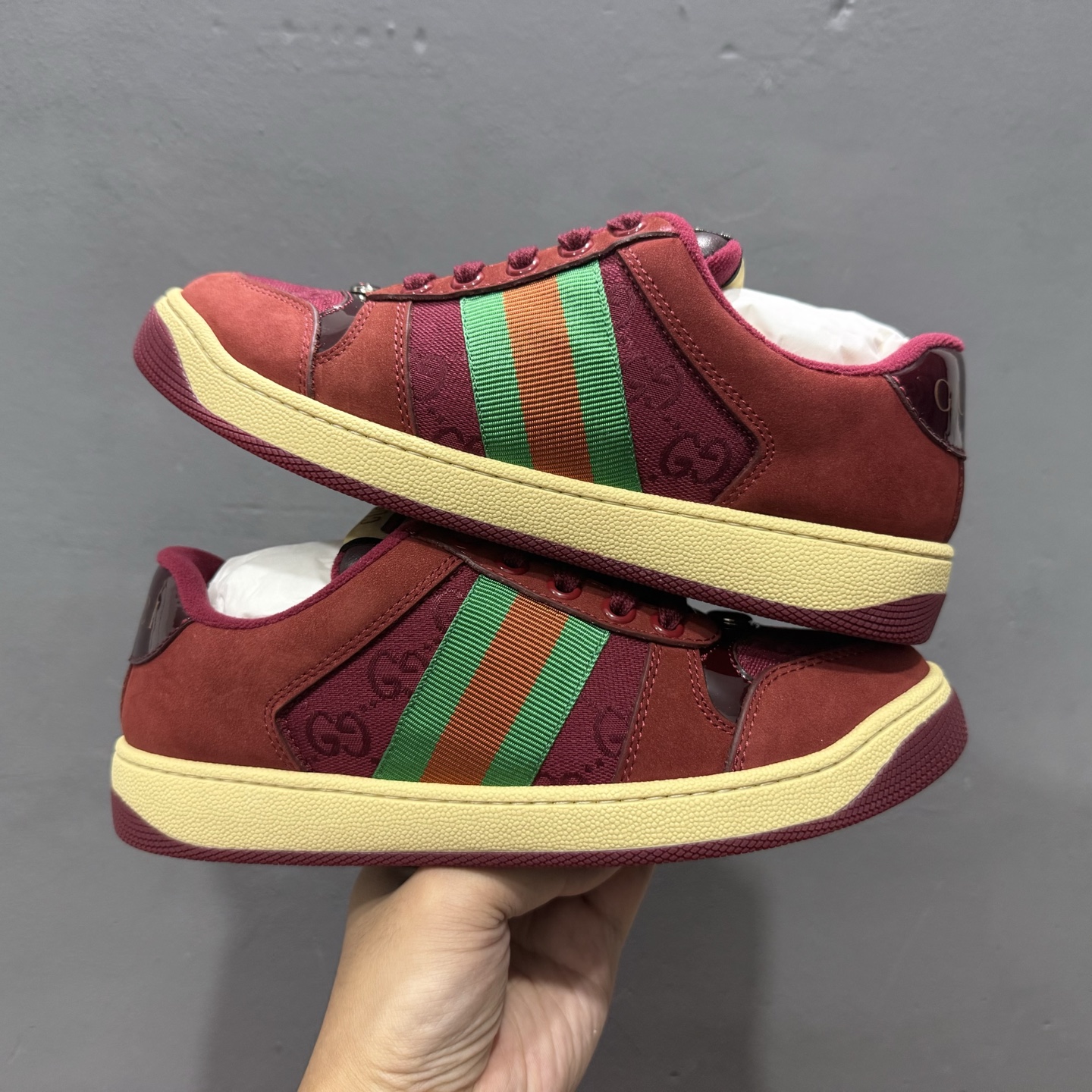 Gucci 古驰 Screener 运动休闲时装奢侈品系列 GG珐琅扣 擦脏做旧小脏鞋