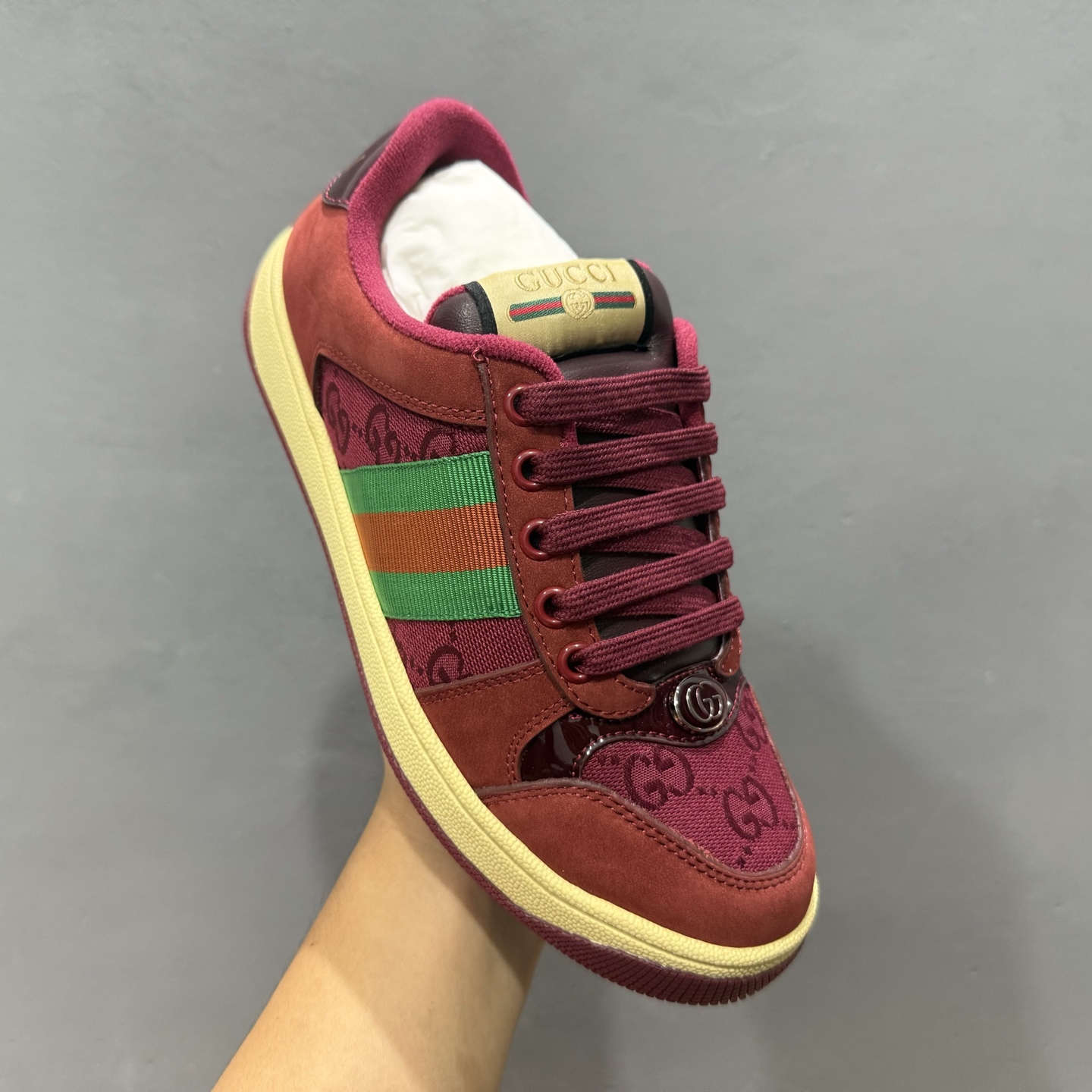 Gucci 古驰 Screener 运动休闲时装奢侈品系列 GG珐琅扣 擦脏做旧小脏鞋