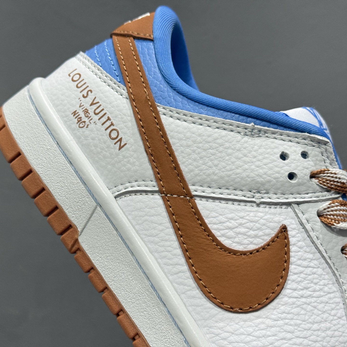 Nike SB Dunk Low LV联名 白灰棕蓝 周年高端定制 低帮休闲板鞋 SC0601-474