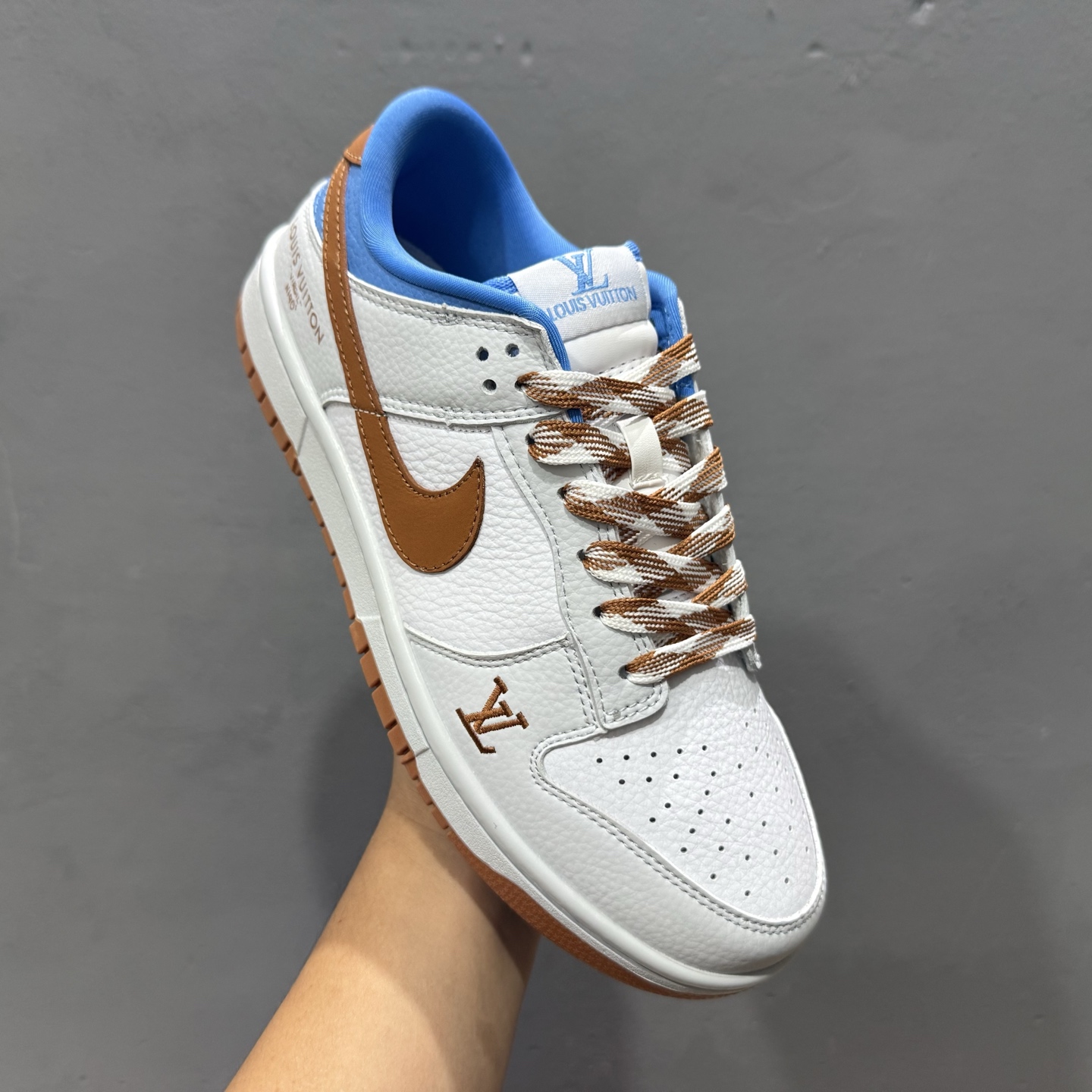 Nike SB Dunk Low LV联名 白灰棕蓝 周年高端定制 低帮休闲板鞋 SC0601-474