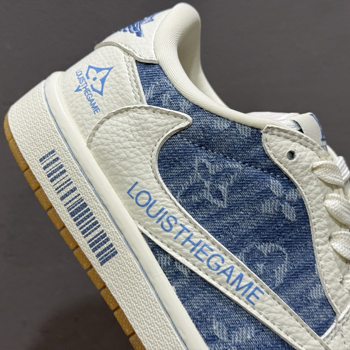 Travis Scott x Fragment Design x Air Jordan 1 Low SP AJ1 乔1 LV联名 白蓝牛仔 低帮文化休闲板鞋 SC0601-053