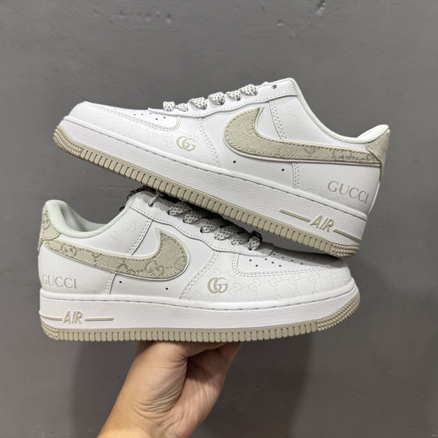 Nike Air Force 1'07 Low 古驰联名 米灰牛仔夜光 空军一号低帮休闲板鞋 XX3168-197