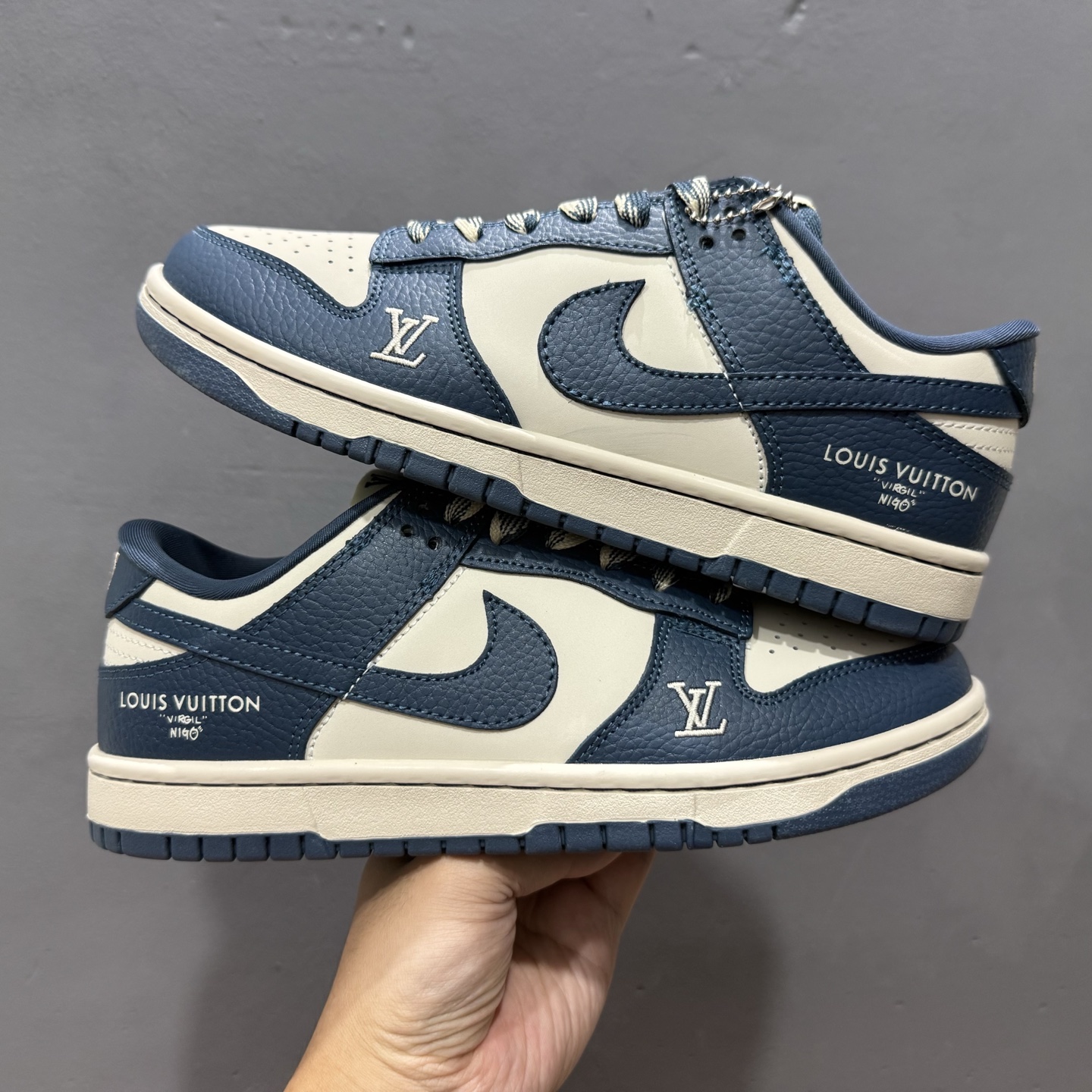 Nike SB Dunk Low LV联名 奶灰深蓝 高端定制 低帮休闲板鞋 SC0601-477