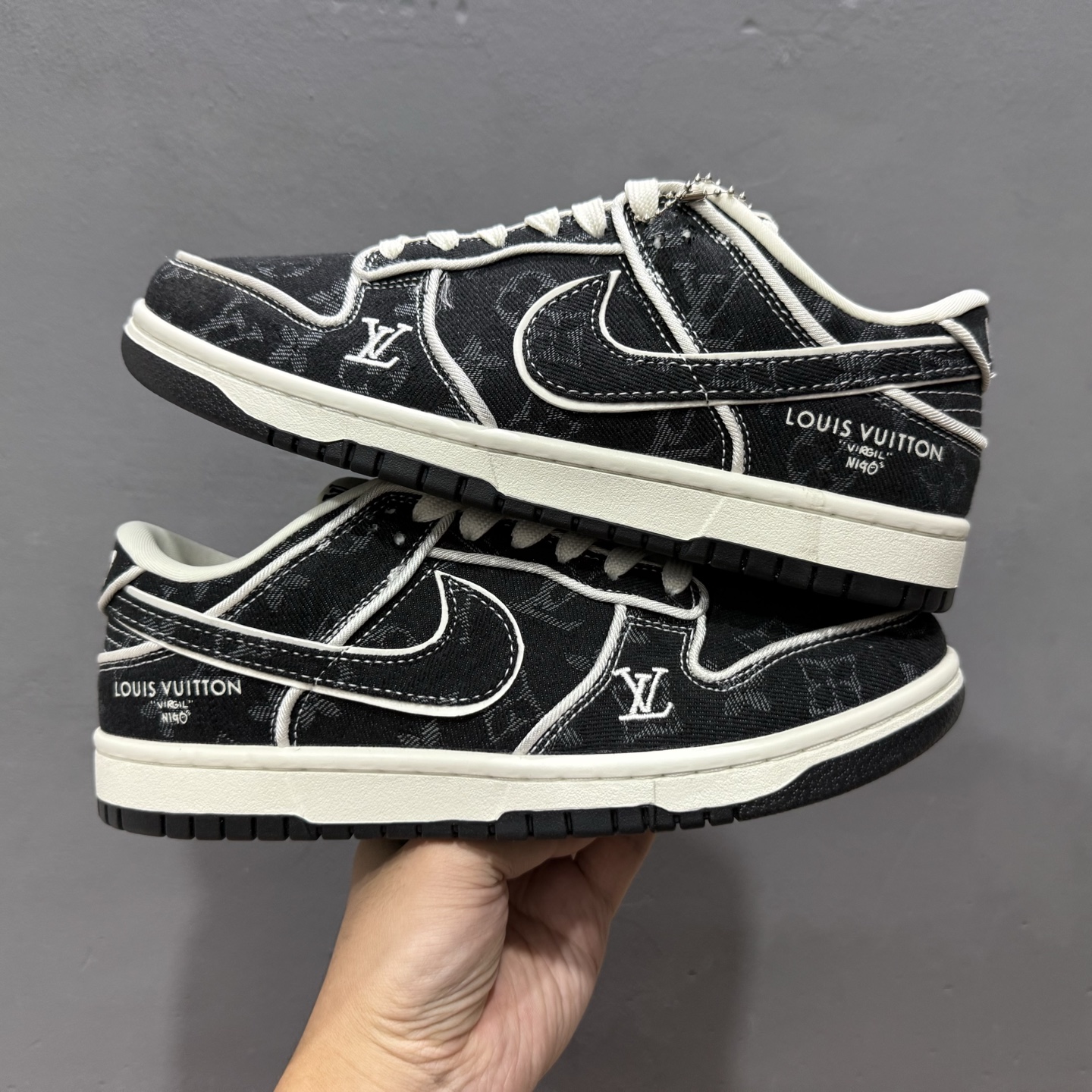 ￥280 Nike SB Dunk Low LV联名 白深黑牛仔 高端定制 低帮休闲板鞋 SC0601-467