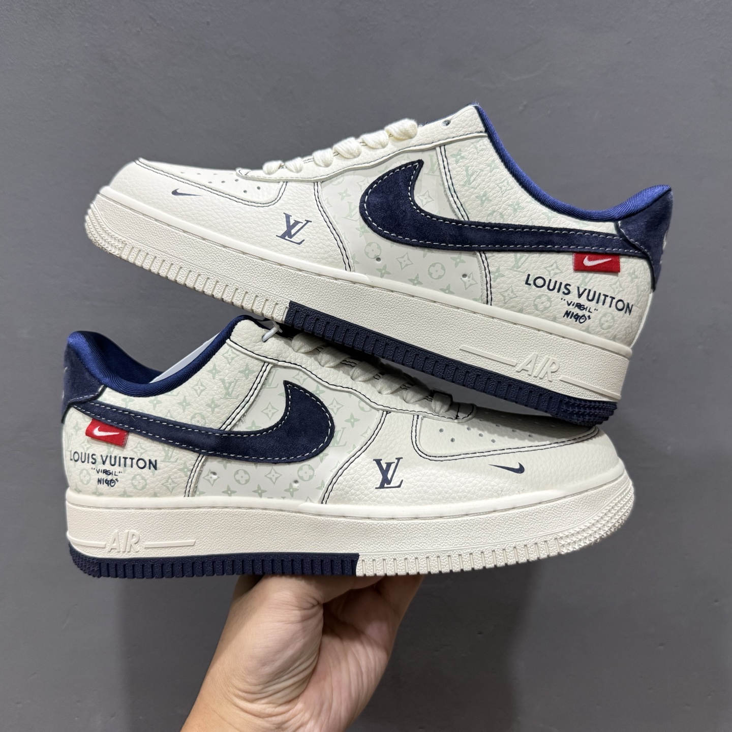￥260 Nike Air Force 1'07 Low LV联名 印花米蓝勾 空军一号低帮休闲板鞋 MZ9588-817