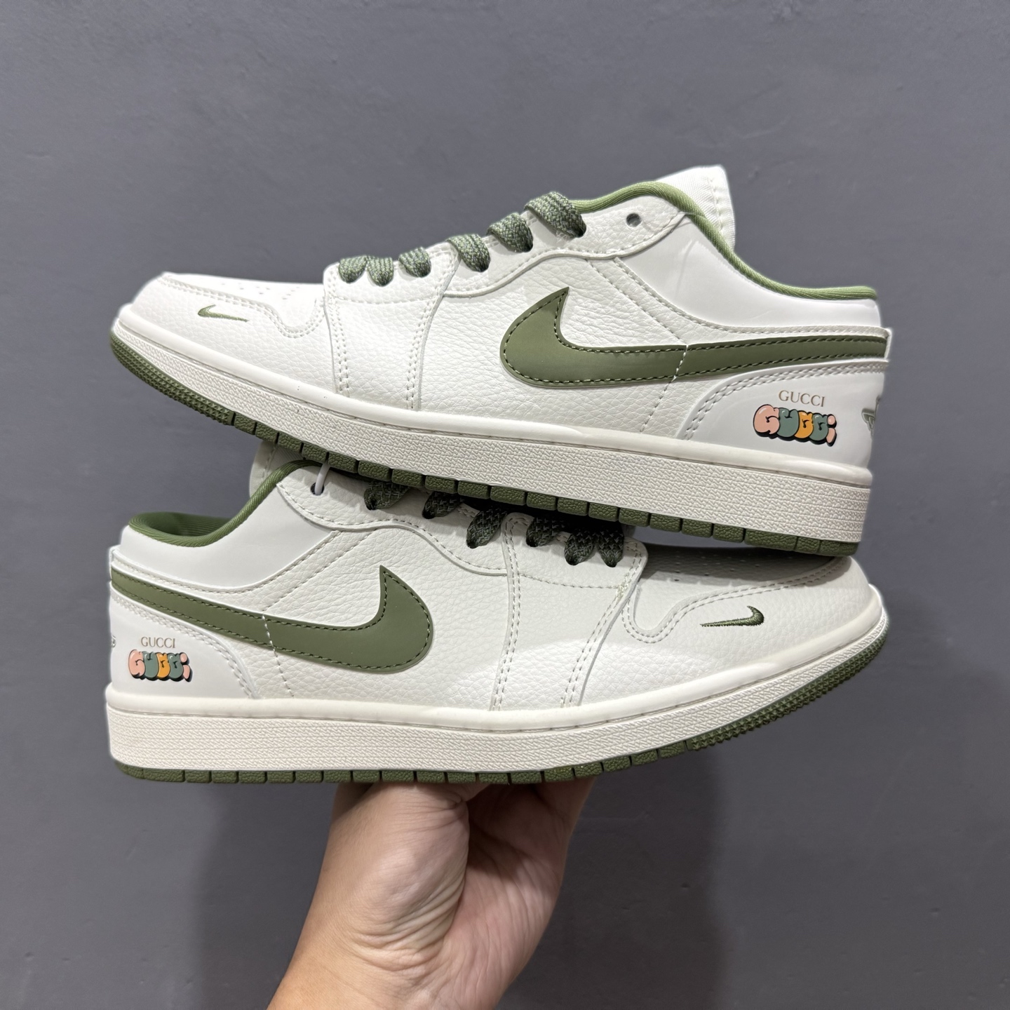 ￥280 Air Jordan 1 Low AJ1 乔1古驰联名 米军绿 高端定制 低帮复古篮球鞋 XX3168-168