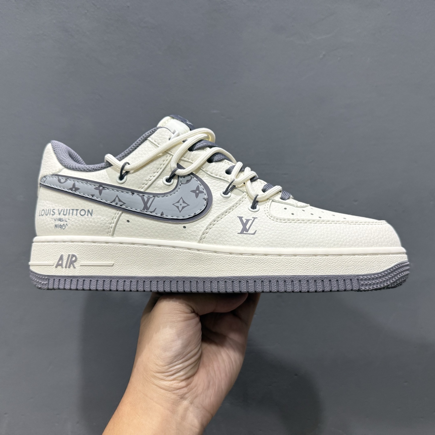 独家实拍Nike Air Force 1‘07 Low LV联名 灰勾抽绳 空军一号低帮休闲板鞋 DM6868-067