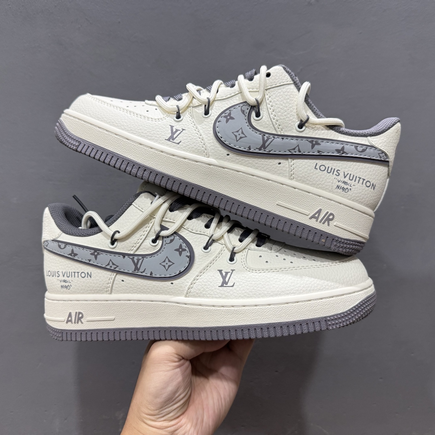独家实拍Nike Air Force 1‘07 Low LV联名 灰勾抽绳 空军一号低帮休闲板鞋 DM6868-067