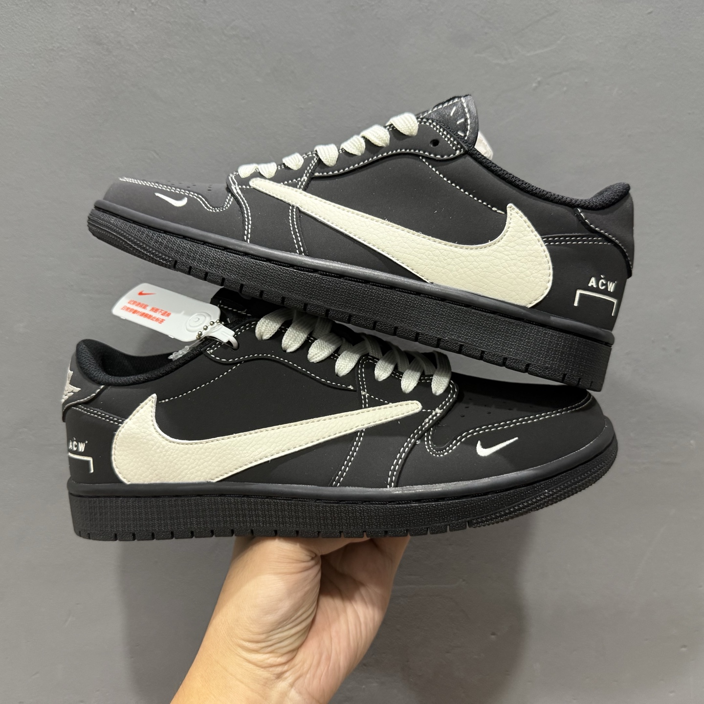 ￥280 Travis Scott x Fragment Design x Air Jordan 1 Low SP AJ1 乔1联名黑白 低帮文化休闲板鞋 AC1808-191