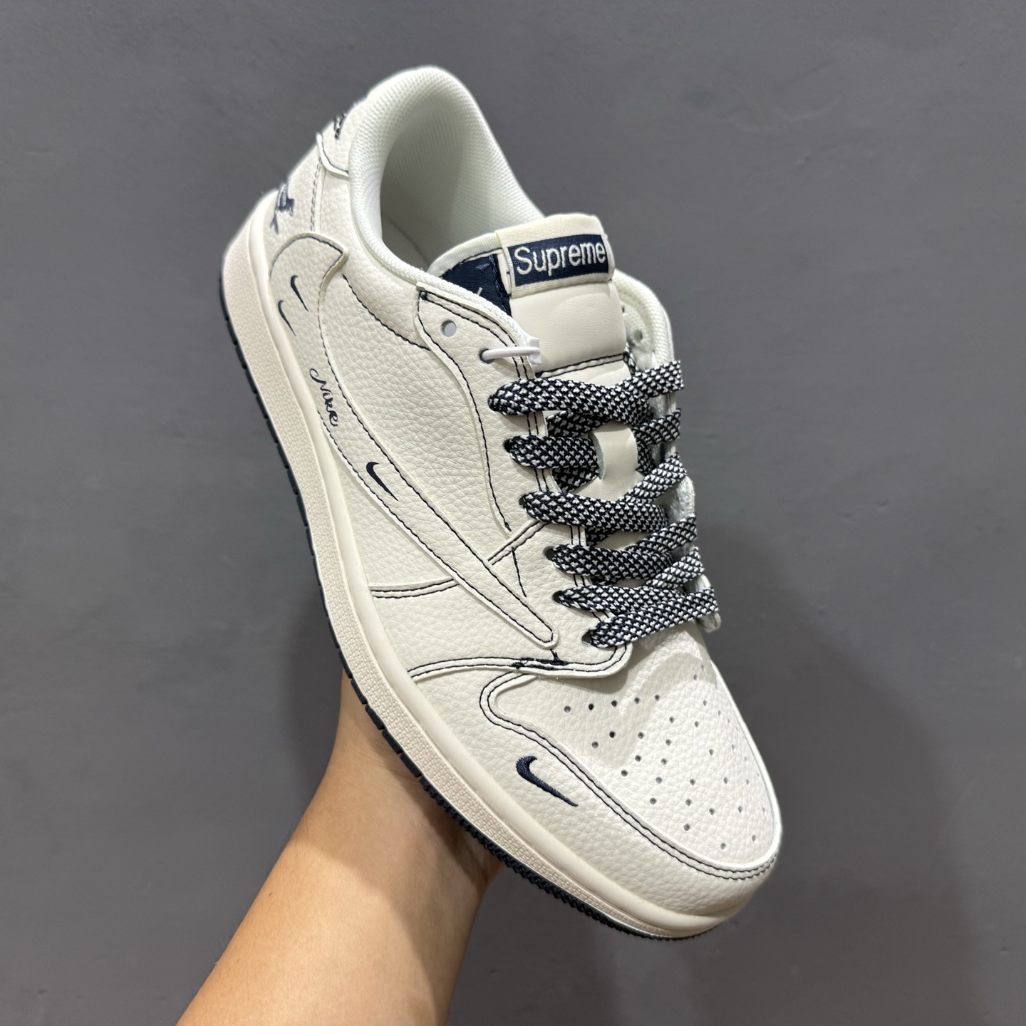高端定制 Travis Scott x Fragment Design x Jordan Air Jordan 1 Low SP “Superme联名------米白Nike蓝” XD0798-308