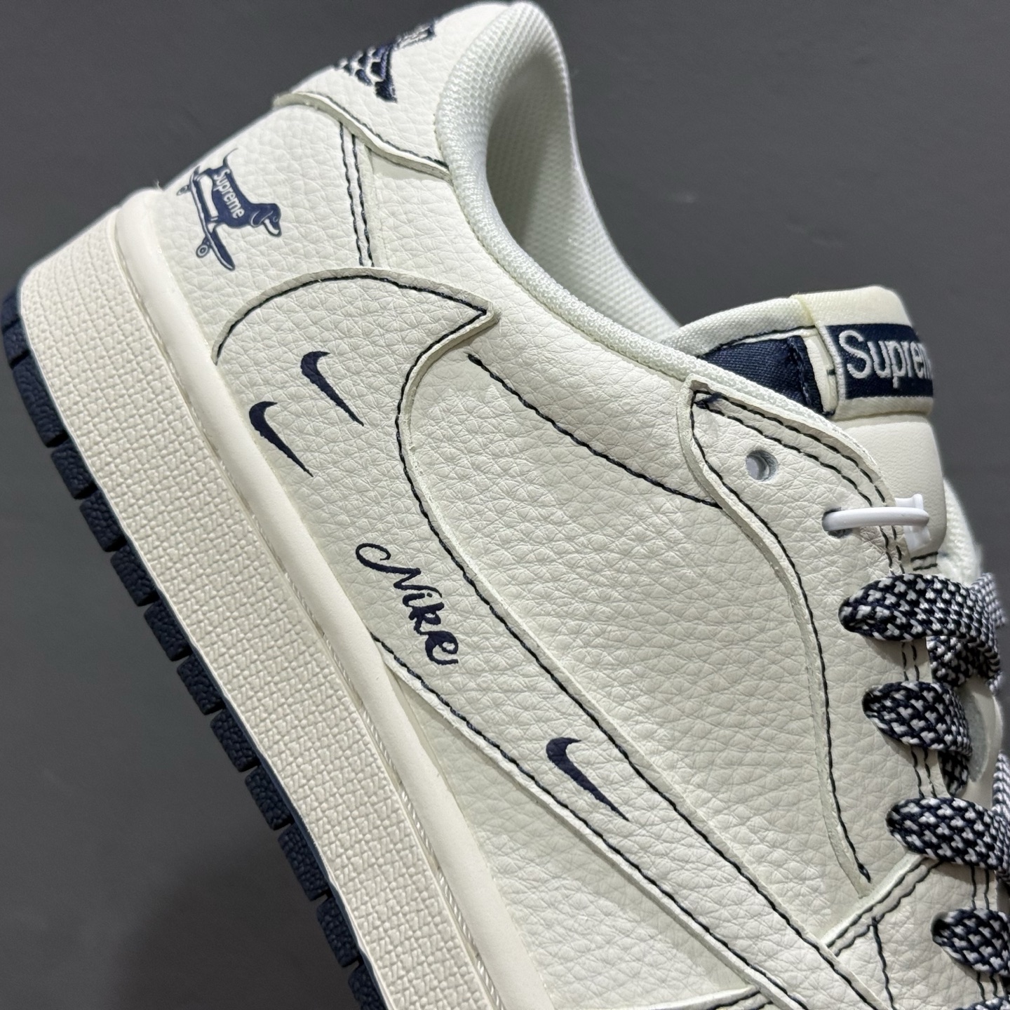 高端定制 Travis Scott x Fragment Design x Jordan Air Jordan 1 Low SP “Superme联名------米白Nike蓝” XD0798-308