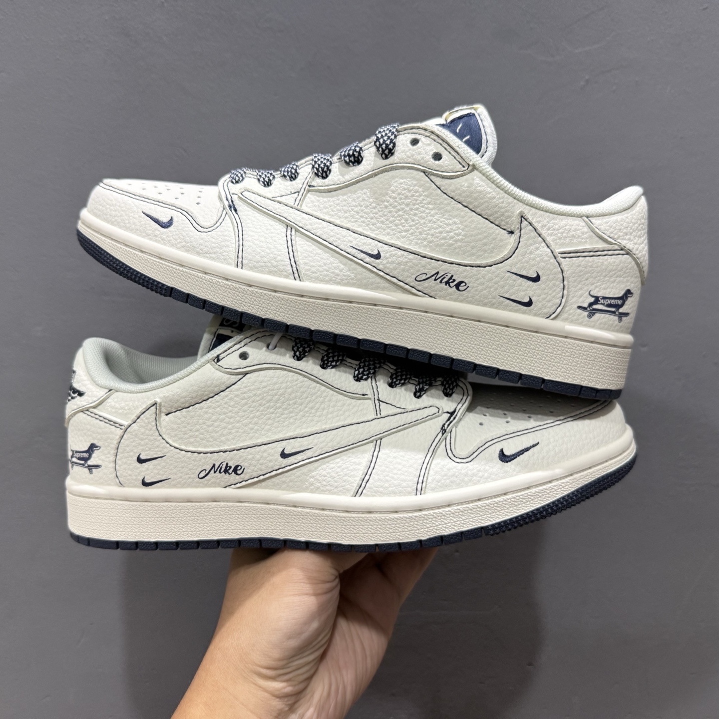 高端定制 Travis Scott x Fragment Design x Jordan Air Jordan 1 Low SP “Superme联名------米白Nike蓝” XD0798-308