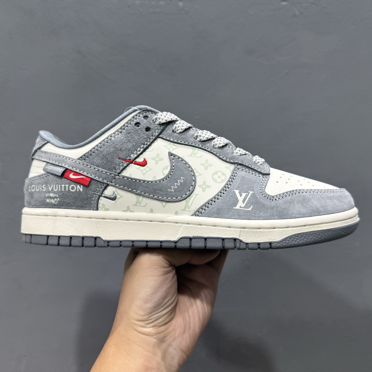 Nike SB Dunk Low“LV联名——灰猪八红标” 周年高端定制 低帮休闲板鞋 CX5050-Y13