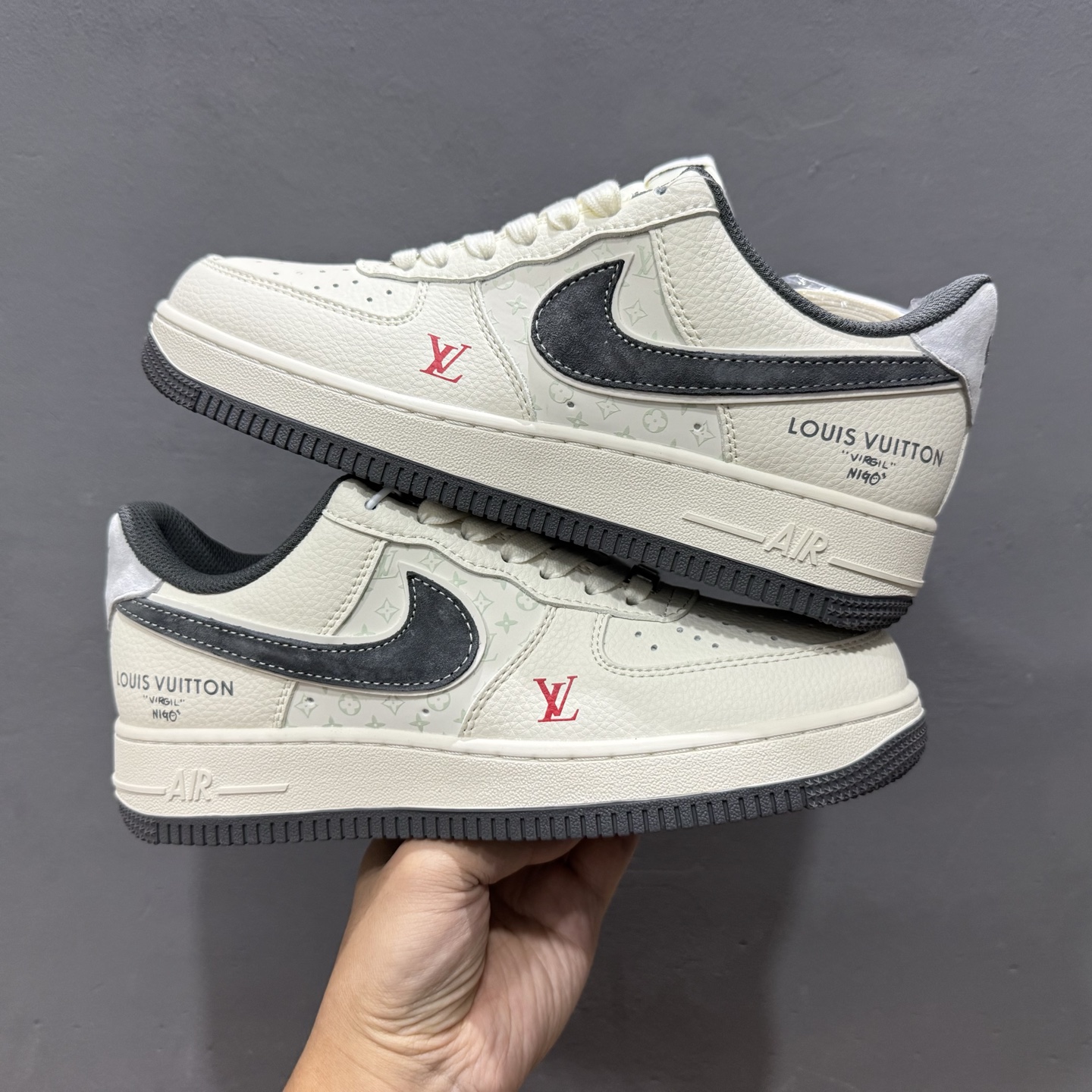 Nike Air Force 1'07 Low LV联名 印花米灰勾 空军一号低帮休闲板鞋 MZ9588-811