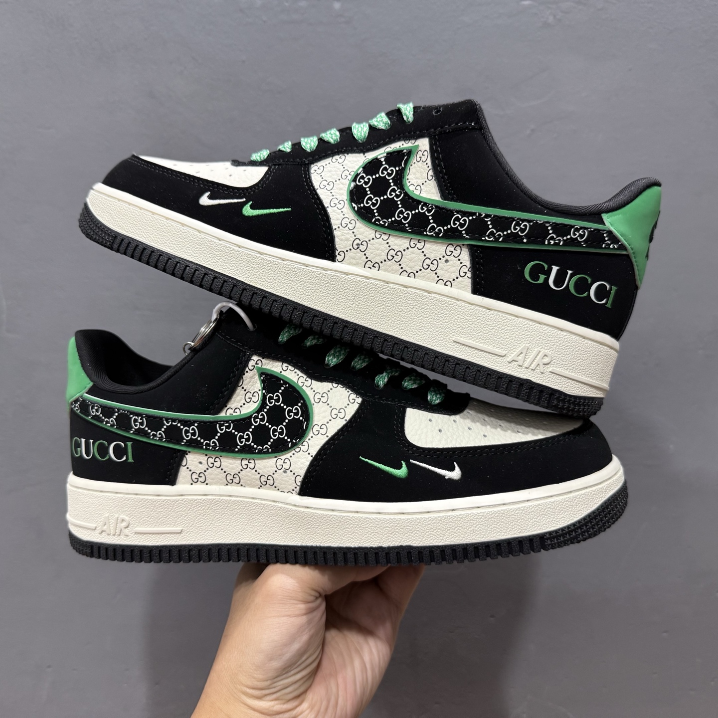 Nike Air Force 1 '07 Low “古驰联名——花纹米黑绿”空军一号 高端定制 低帮 运动鞋 休闲鞋 KJ1688-024
