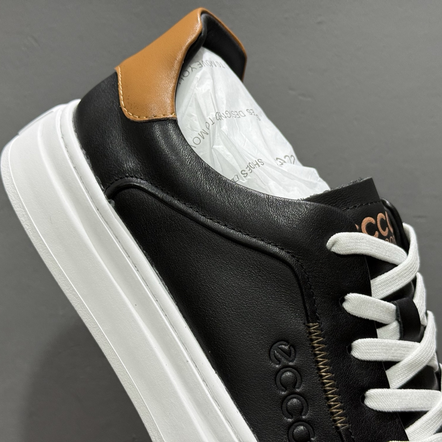 300 ECCO爱步小白鞋男 四季可穿复古增高板鞋 街头球鞋