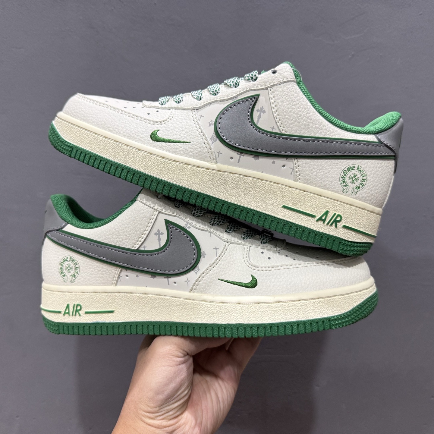 Nike Air Force 1 '07 Low “克罗心联名——米绿银”空军一号 高端定制 低帮 运动鞋 QW5606-260