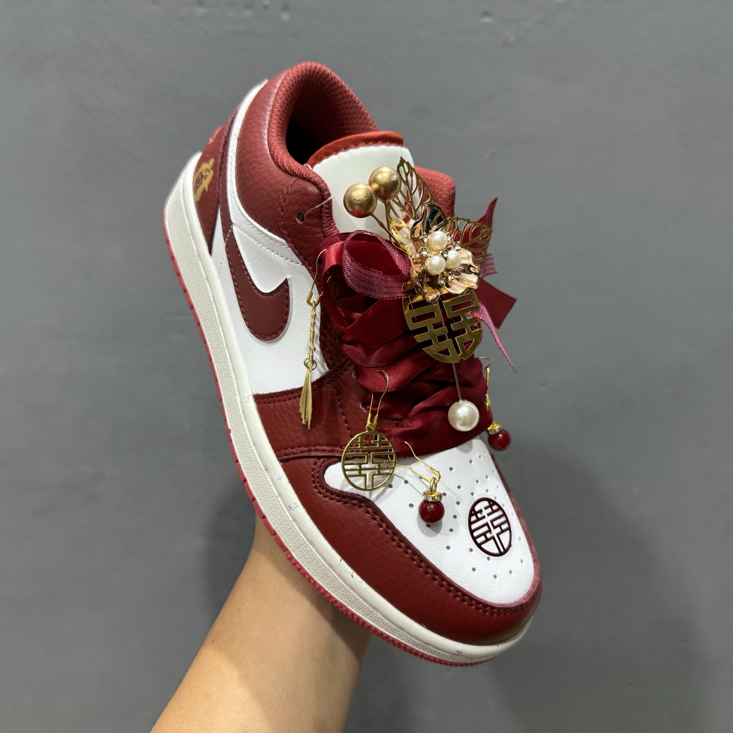 新款出货 原装 乔丹 Air Jordan 1 Low”Wedding”乔丹AJ1低帮秀禾婚鞋心心相印