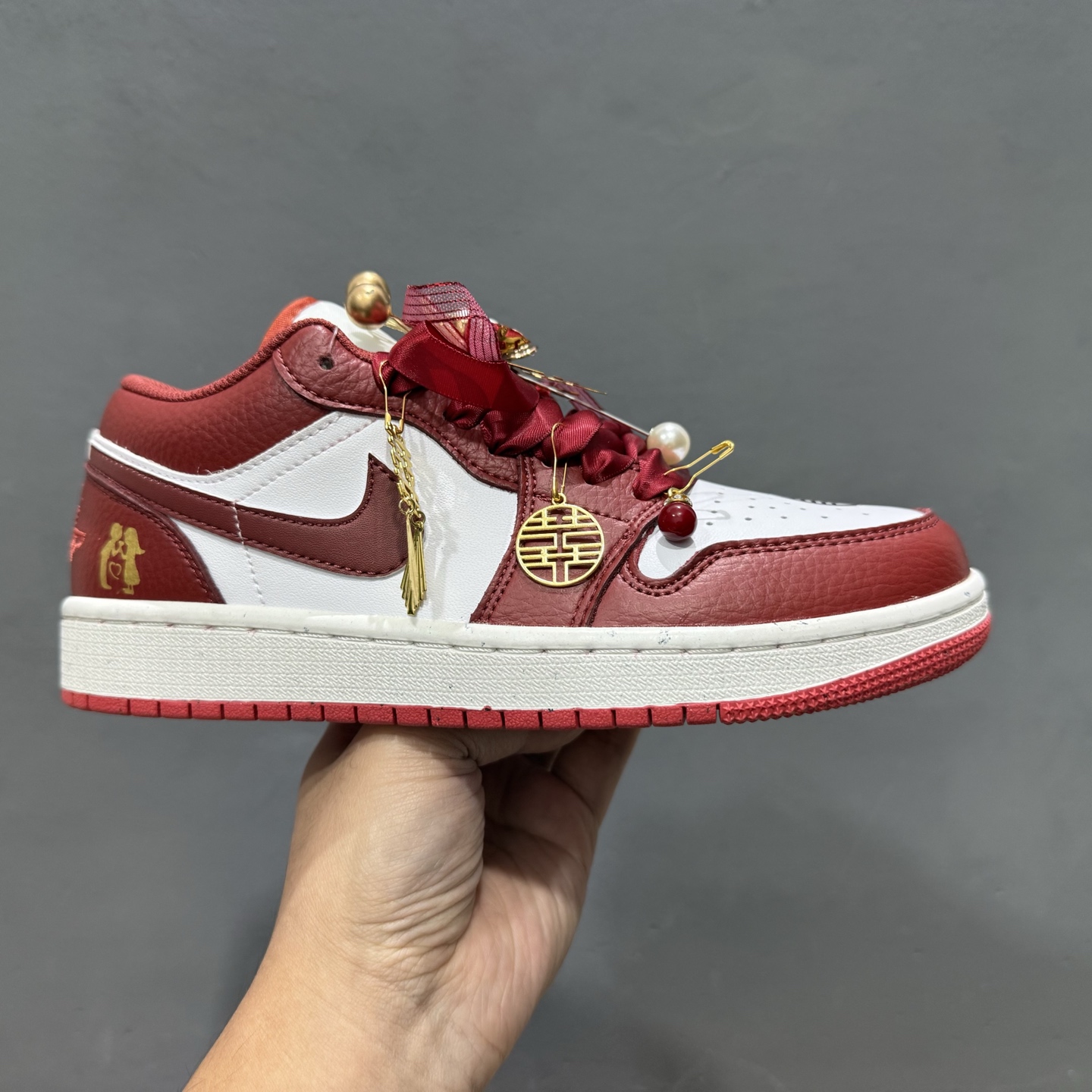 新款出货 原装 乔丹 Air Jordan 1 Low”Wedding”乔丹AJ1低帮秀禾婚鞋心心相印