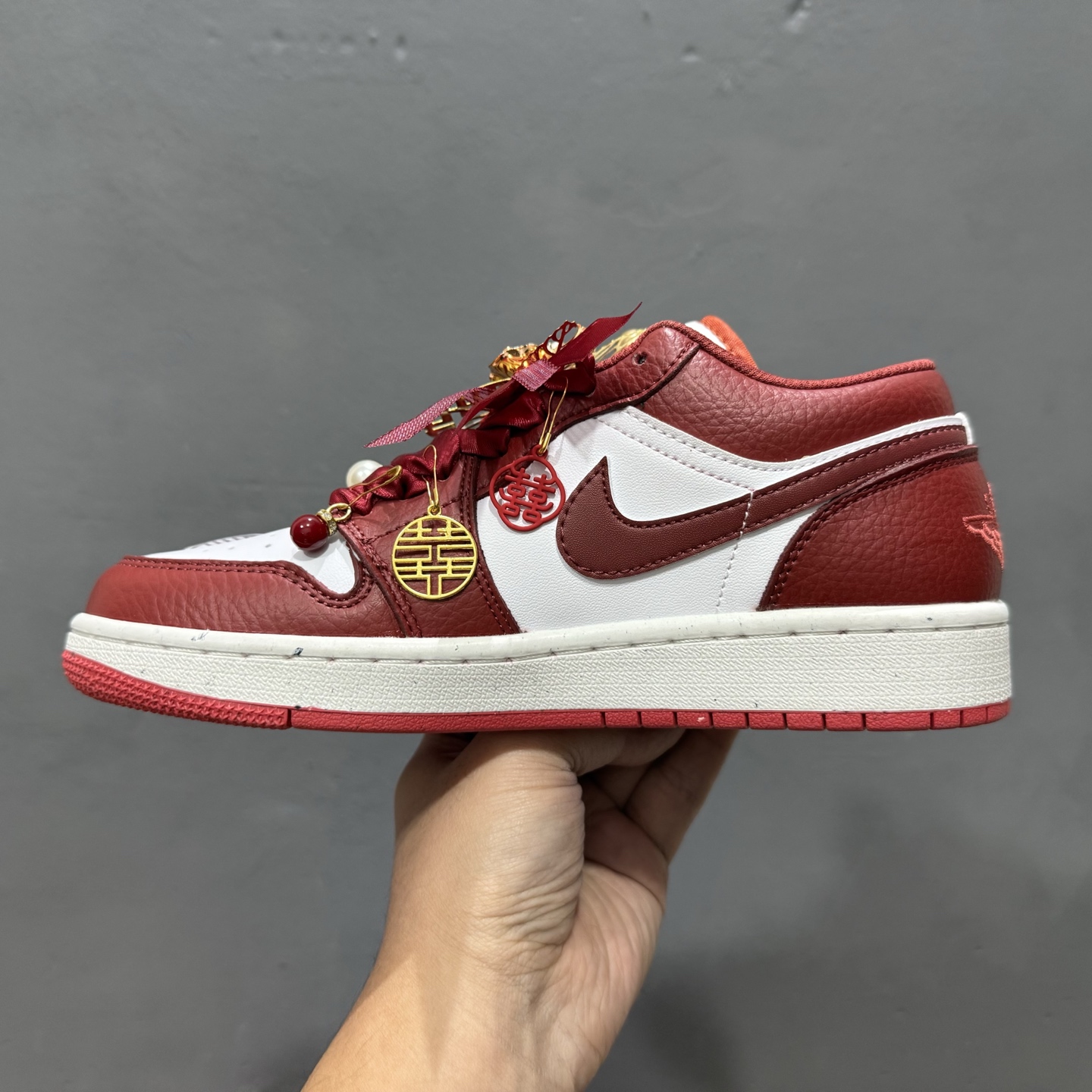 新款出货 原装 乔丹 Air Jordan 1 Low”Wedding”乔丹AJ1低帮秀禾婚鞋心心相印
