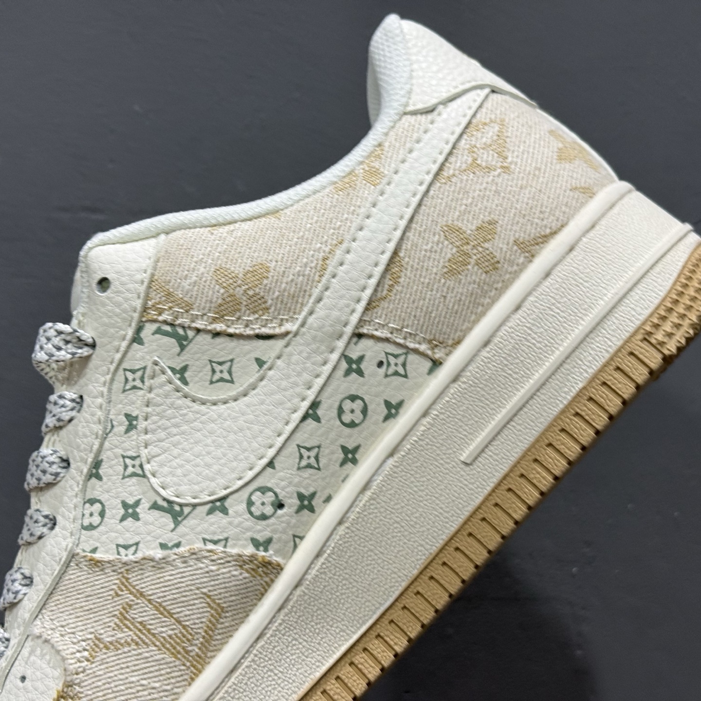 独家实拍C版 Nike Air Force 1 Low 07 x lv 米白黄牛仔布YX5066-330