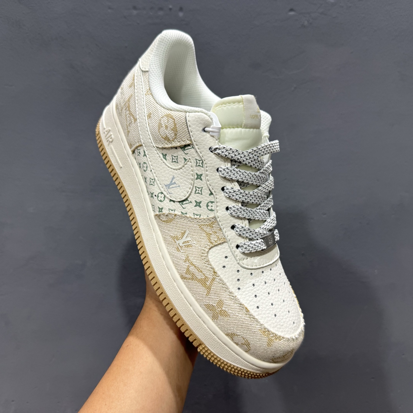 独家实拍C版 Nike Air Force 1 Low 07 x lv 米白黄牛仔布YX5066-330