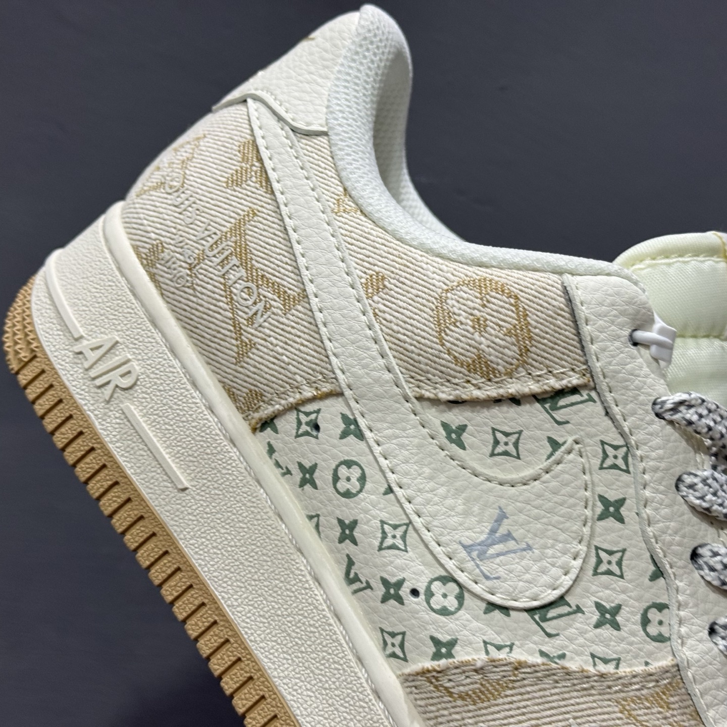 独家实拍C版 Nike Air Force 1 Low 07 x lv 米白黄牛仔布YX5066-330