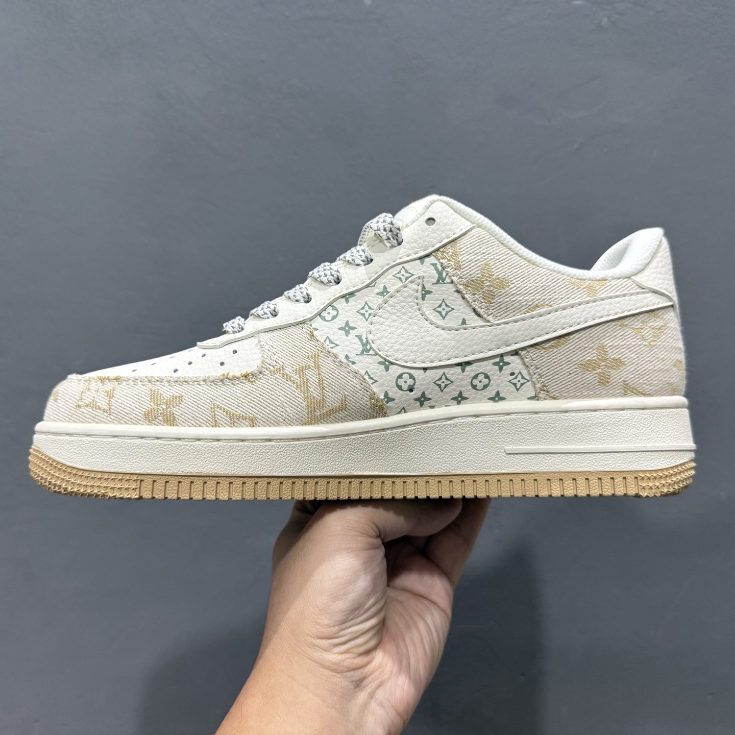 独家实拍C版 Nike Air Force 1 Low 07 x lv 米白黄牛仔布YX5066-330