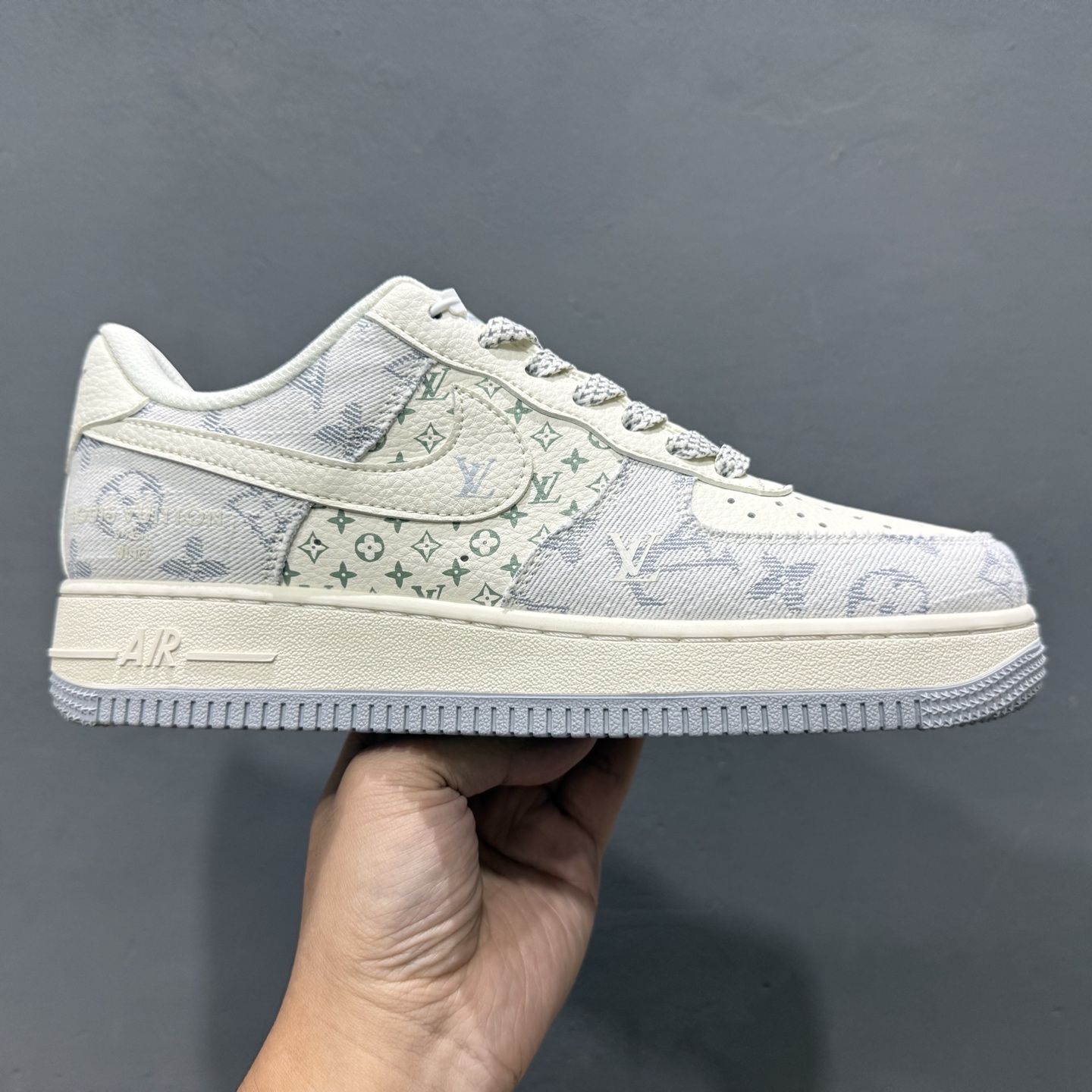 独家实拍C版 Nike Air Force 1 Low 07 x lv 米白黄牛仔布 YX5066-331